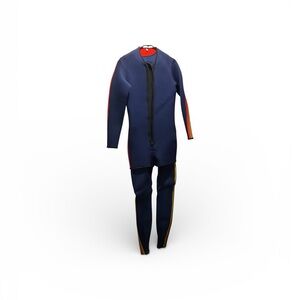 Men's Navy Swim Rash Guard Set with Red and Yellow Trim